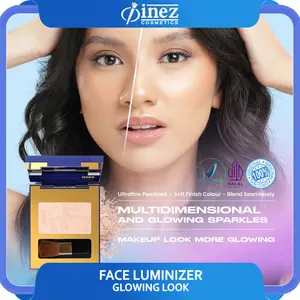 Inez Face Luminizer Moonlight Beam Palet Highlighter Berkilau dengan Pearlize Halus & Finish Lembut untuk Makeup Sempurna Ultrafine Pearlized Blend Seamlessly Soft Finish Color - Bronzer