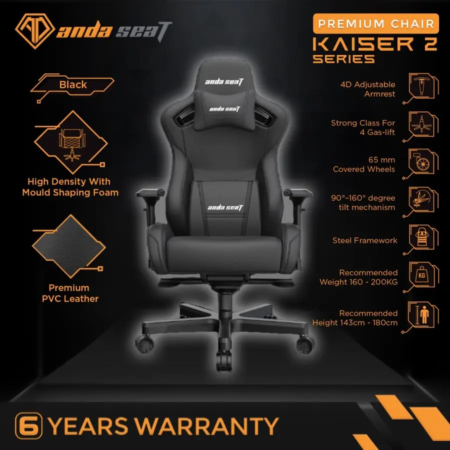 AndaSeat Kaiser 2 Series Premium Kursi Gaming Chair Black