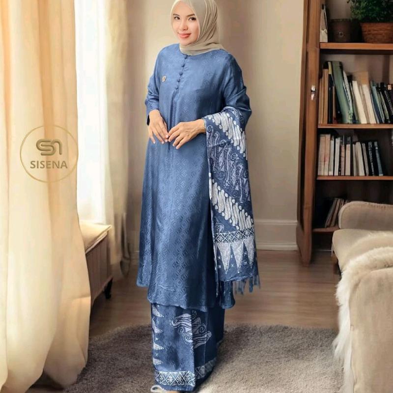 One Set Batik Bundo Kanduang| Batik Sutra Doby| Set Selendan Tenun 3