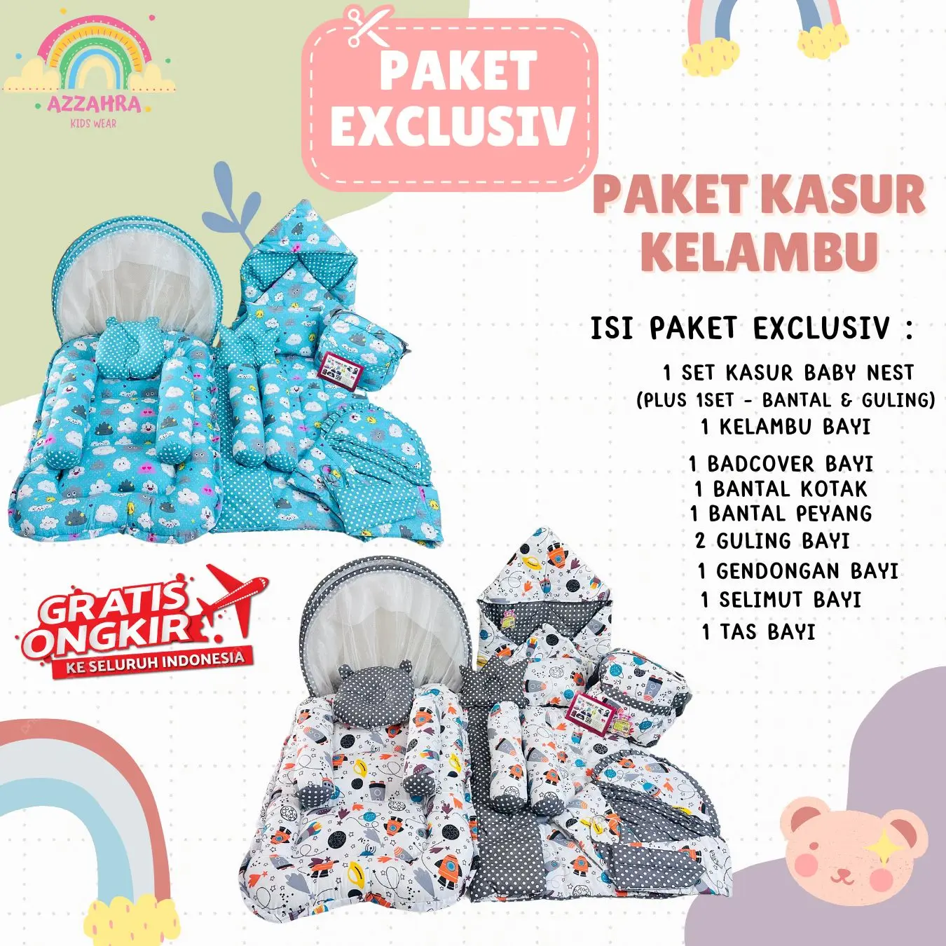 HARGA AMBYAR PAKET EXCLUSIVE BELI 1 DAPET 10 KASUR KELAMBU BAYI BEDCOVER SELIMUT TOPI GENDONGAN SAMPING TAS BAYI