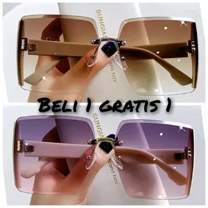 BUY 1 GET 1 kacamata hitam wanita sunggllass kotak tanpa frame Lensa  Anak Perempuan Sunglasses Eyewear Plastik