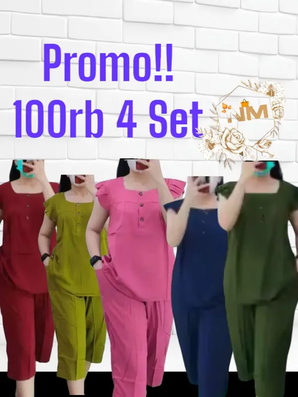 NEW PROMO,,,100RB 4 SET SETELAN BANGKOK JUMBO TERBARU//SET BANGKOK BUSUI WANITA TERMURAH//PIYAMA WANITA KEKINIAN Nyaman Kancing Baju Tidur 3