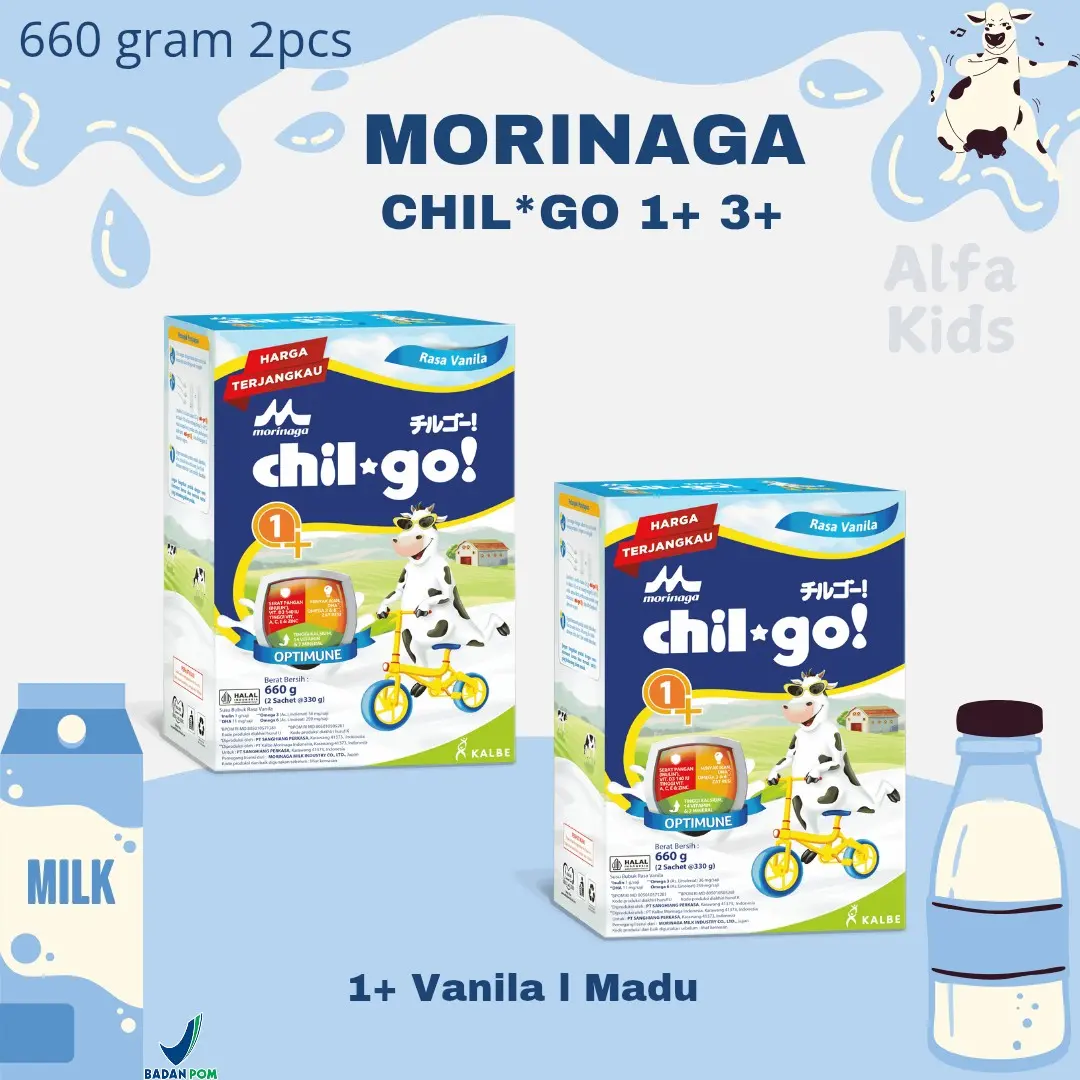 Susu Bubuk Morinaga CHIL*GO 950gr - Susu Bubuk Etawa dengan Rendah Gula - Drink, Powder, Milk, Dairy