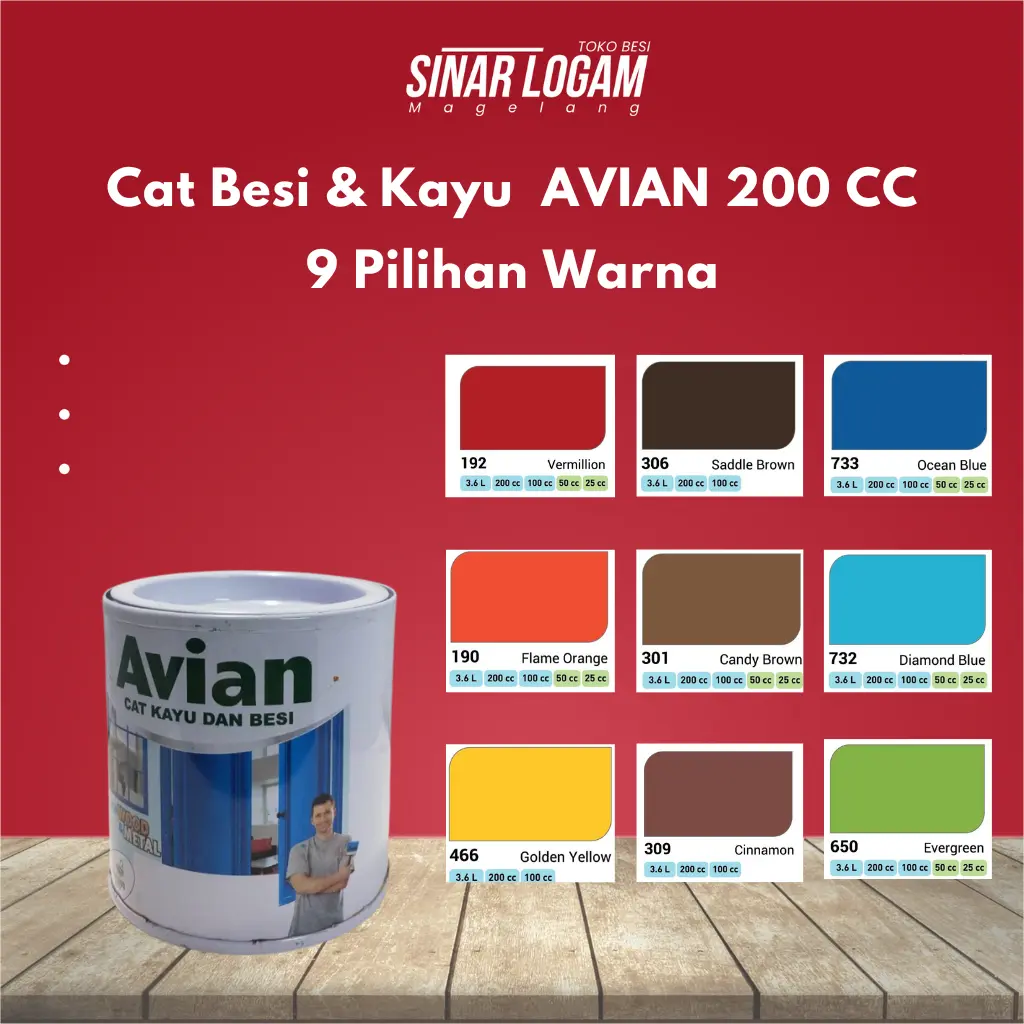 CAT BESI KAYU AVIAN 200 CC PUTIH 11 PILIHAN WARNA