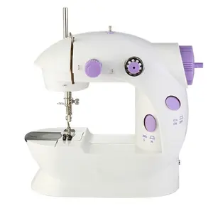 Mesin Jahit Mini Portable SM-202AU dengan Lampu dan Pedal Kaki - Mesin Jahit Efisien untuk Pakaian dan Kerajinan Tangan - Paket Lengkap dengan Adaptor dan Benang Logam - Desain Compact 23x14x22cm