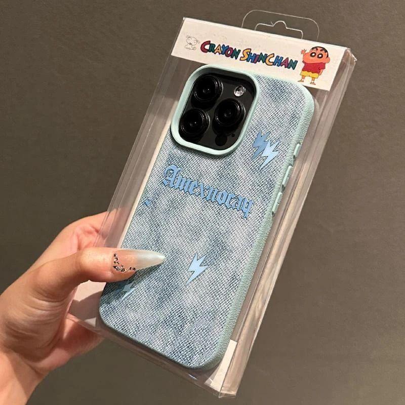 Nhuộm cao bồi Vỏ điện thoại da vải thiều cao cấp chống va đập, chống vân tay chống trơn trượt, Vỏ nữ hot trend TikTok phù hợp iPhone 18 17 16 15 14 13 Pro Max Plus 7 8 XS SE