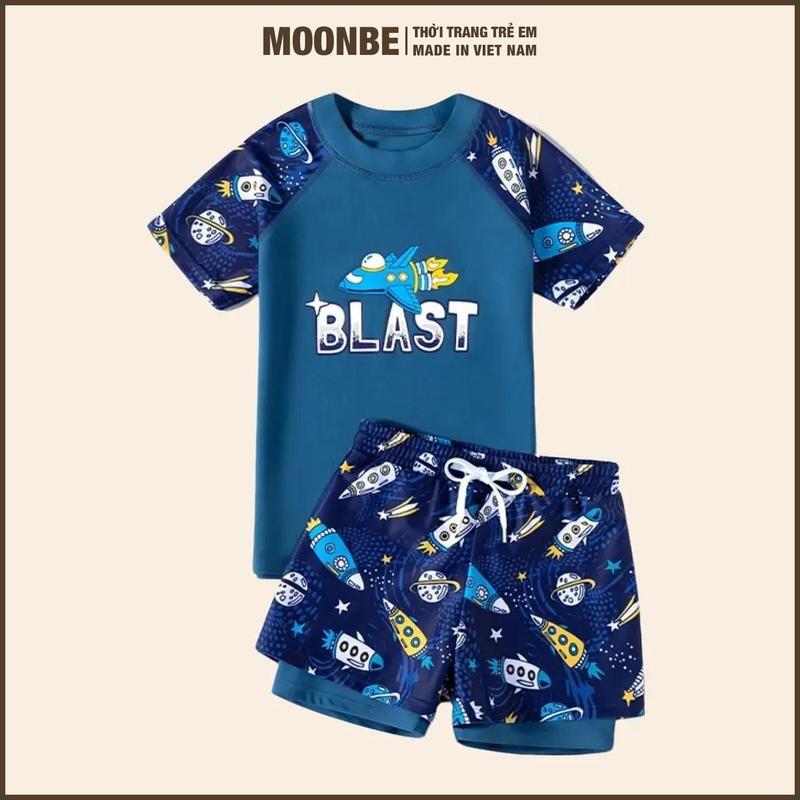   Size 10-62kg  Đồ Bơi Bé Trai Set Đi Biển Cho Trẻ Em Từ 2 Đến 12 Tuổi Thời Trang MOONBE BLAST 