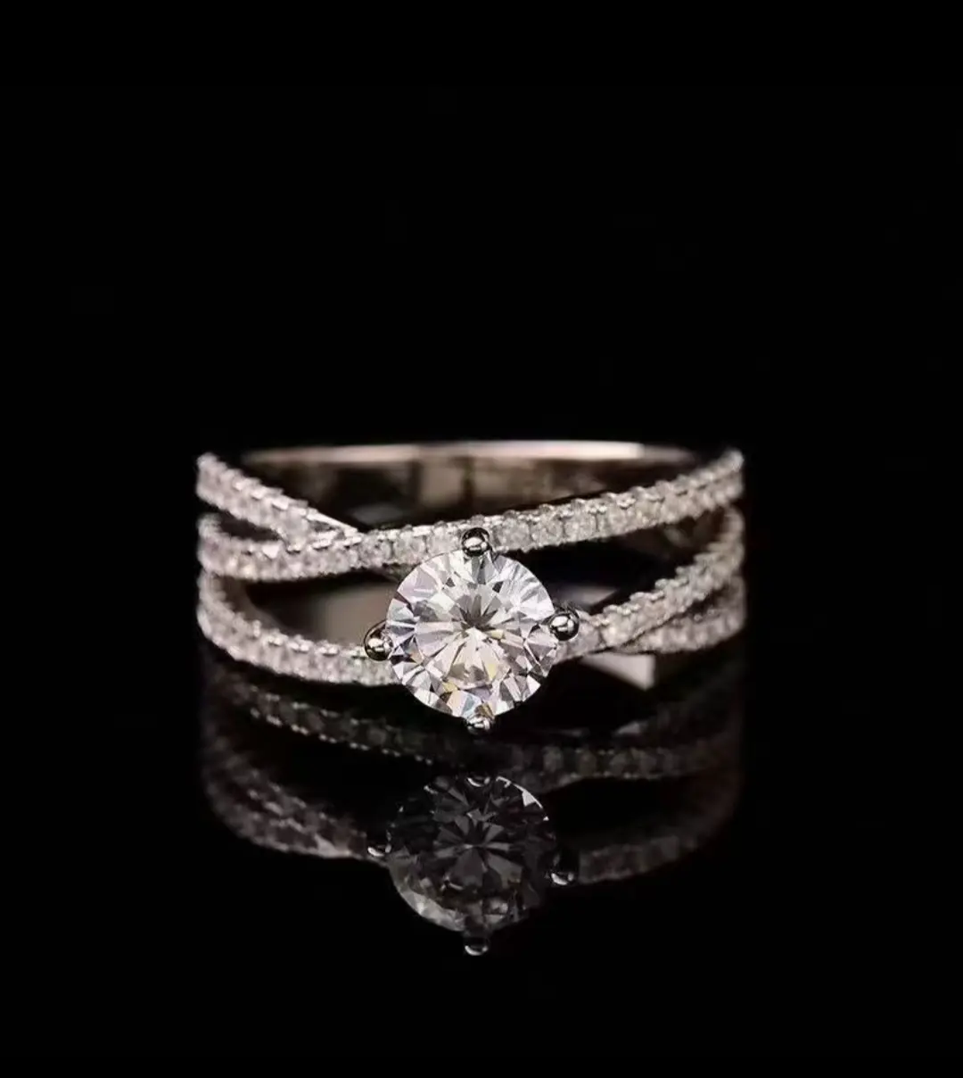 Moissanite ring 1 carat [Three Life III] Fashion classic wedding proposal Moissanite diamond