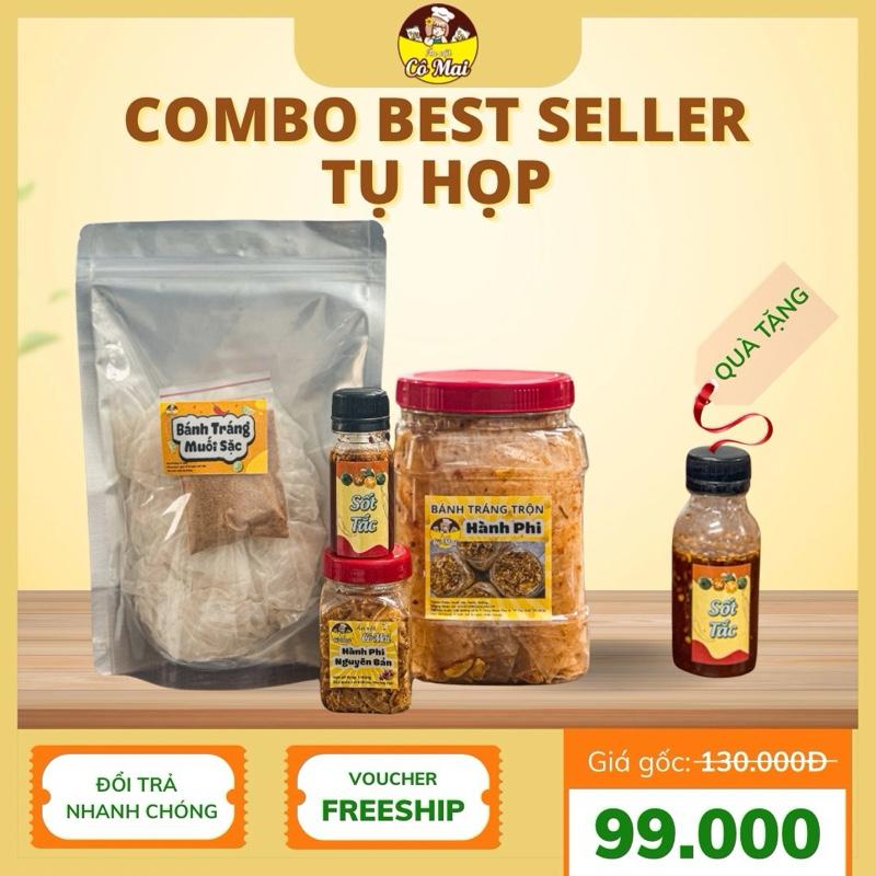 (Combo Bánh Tráng Best Seller Tụ Họp) Tặng Sốt Tắc Và Hành Phi Tự Chọn, Gồm 1 Set Muối Sặc Và 1 Hủ Bánh Tráng Hành Phi Cay (Nắp Đỏ)