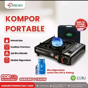 OMICKO Kompor Gas Portable 2in1 Alat Masak 1 Tungku Anti Karat Multifungsi INTERFACE TERJUAL PISAH