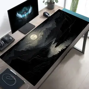 Gaming Mouse Pad Desk Mat Anti Slip Moon Night River 800x300x2mm 900x400x2mm YL-505 Universal Murah High Quality
