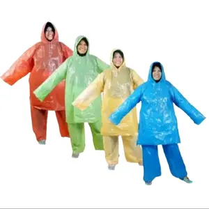 Jas Hujan LDPE HDPE Plastik Dewasa Tebal 0,3 Stelan Baju Celana Dan Ponco Warna Cerah