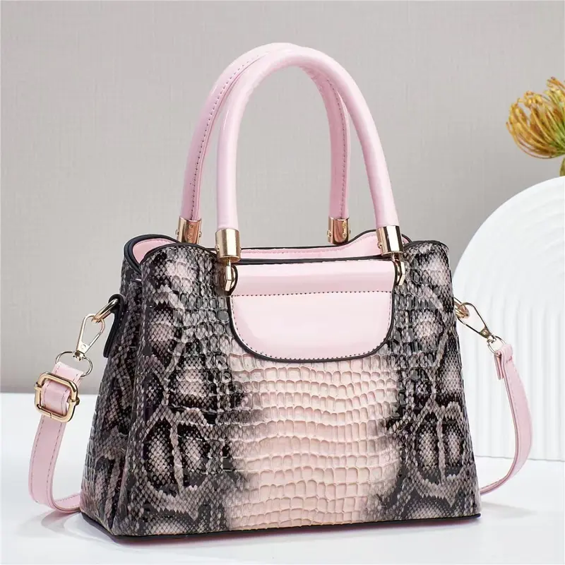 Tas Selempang Wanita  Kulit PU 460 Motif Croco Leads Fashion Hitam Cokelat Navy Tas Korean Style Tas Kerja Wanita Tas Tangan Murah 6