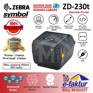 Printer Zebra Barcode Thermal Label ZD-230T ZD-230 ZD230T ZD230 ZD 230 ZD220 ZD 220 ZD-220 ZD220T RESMI