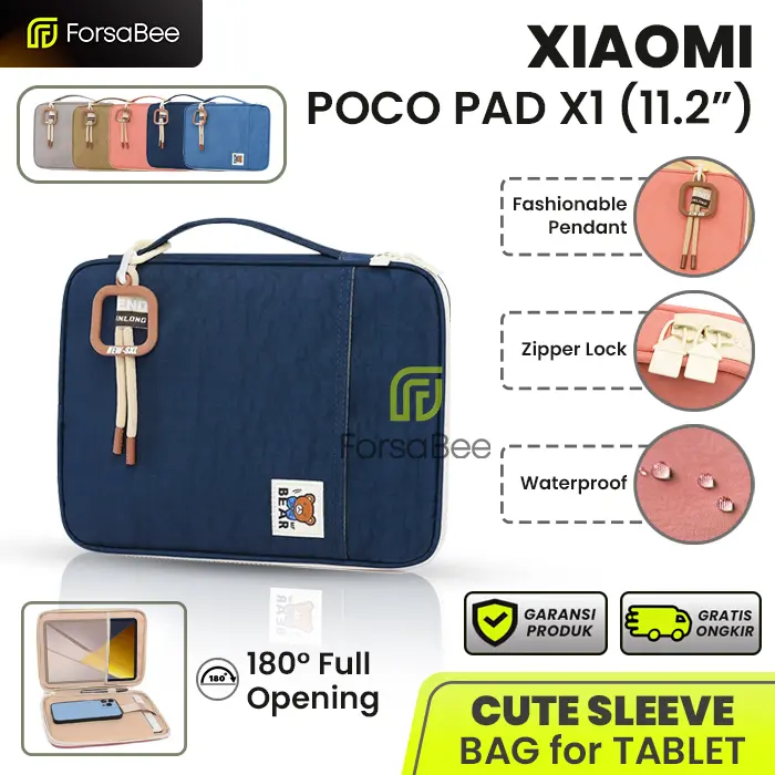 FORSABEE -Tas Lucu untuk Xiaomi Poco Pad X1 11.2 Inch 2025 Sleeve Pouch Bag Sarung Soft Case Casing Cover Handle Jinjing Tempat Tab Tablet Anak Sekolah Kuliah Kerja