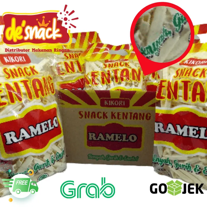 Distributor/Grosir/Snack/Cemilan/KIKORI SNACK KENTANG RASA ORIGINAL Merk Ramelo 0