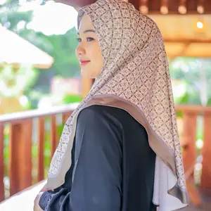 MONOGRAM Malay - Jilbab Instan Kerudung Bergo Syria Motif Printing Soft Pad, Bahan Jersey Lembut - Muslim Stretch