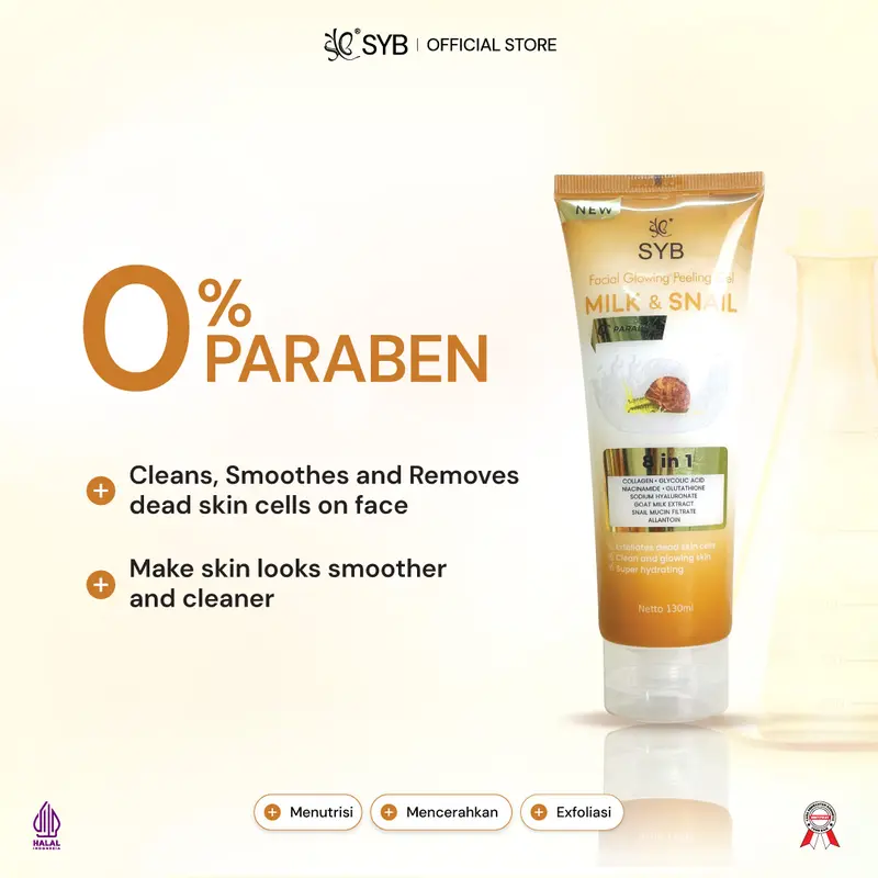 【SYB Facial Glowing Peeling Gel】- Gel Eksfoliasi [Available in 3 varian : Aloe Vera - Milk & Snail - Charcoal] 1