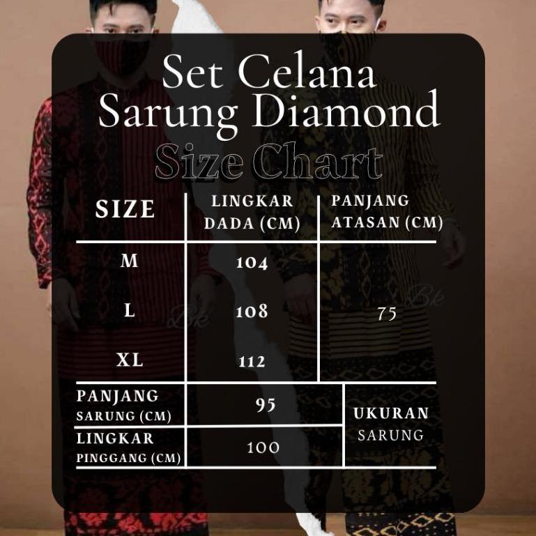 Muslim - Baju Koko Setelan Celana Sarung Pria Dewasa Katun Motif Keren Tangan Panjang