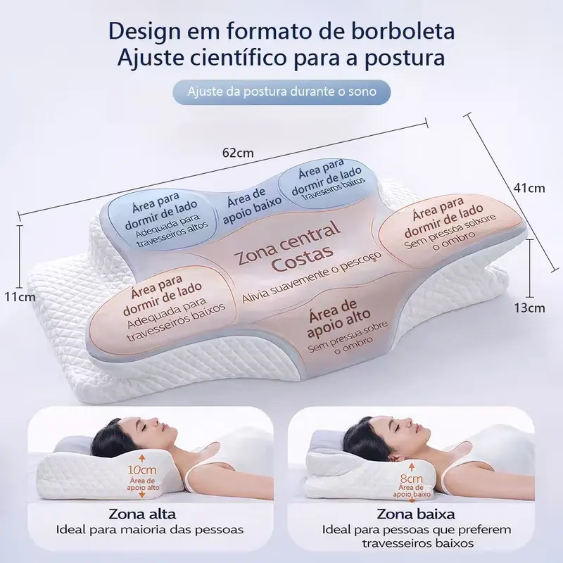 【Abranuv PRO2.0】Travesseiro Cervical ABRANUV, sono confortável, espuma de memória ergonômica sem odor, travesseiro ortopédico, ideal para dormir de lado, de costas e de bruços S-5431 - 3