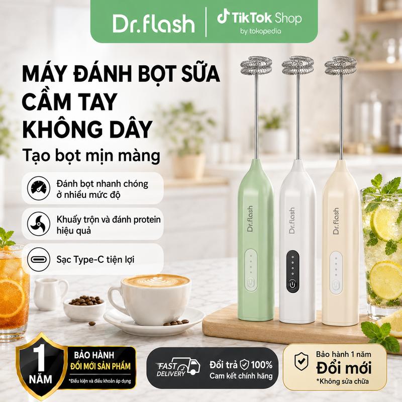 Dr.flash x NIUMO Máy tạo bọt sữa Dr.flash x NIUMO, mẫu SW-MFB10, máy tạo bọt…