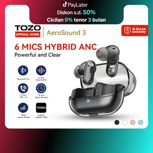 (New launch)Tozo AEROSOUND3 Smart 6 mics Hybrid ANC + AI 4 Mics ENC Clear Calls Wireless Earphone Bluetooth Tws Bluetooth 5.4  Headset IPX5 Deep Bass Stereo Sound 32 EQ Customization via App Crystal Case Design Low Latency Game Mode