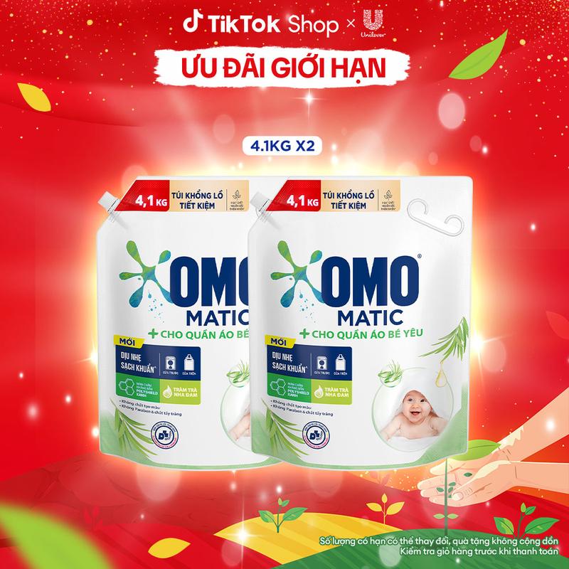  Combo 2 Nước Giặt OMO Matic Cho Quần Áo Bé Yêu 4,1kg túi  2  