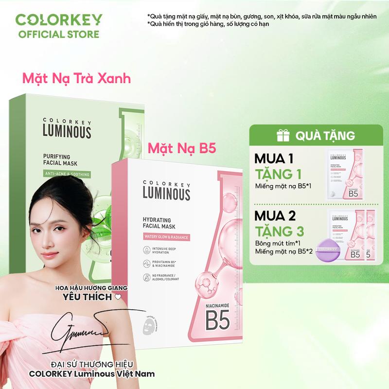  Mặt Nạ Giấy COLORKEY LUMINOUS Vitamin B5 Hỗ Trợ Cấp Ẩm Làn Da  Purifying Facial Mask Hỗ Trợ Giảm Dầu Và Mụn 10 miếng hộp  25ml miếng  