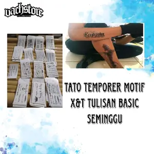 Vachstore Stiker Tato Temporer Motif Tulisan kecil 10x6 cm X free stiker tato random Temporary Tatto