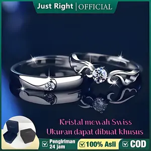 【COD Free Gift Box】Cincin Malaikat Adjustable Size Couple Perak Kawin Cincin Tunangan Nikah Hadiah Anniversary Aksesoris Pria Wanita