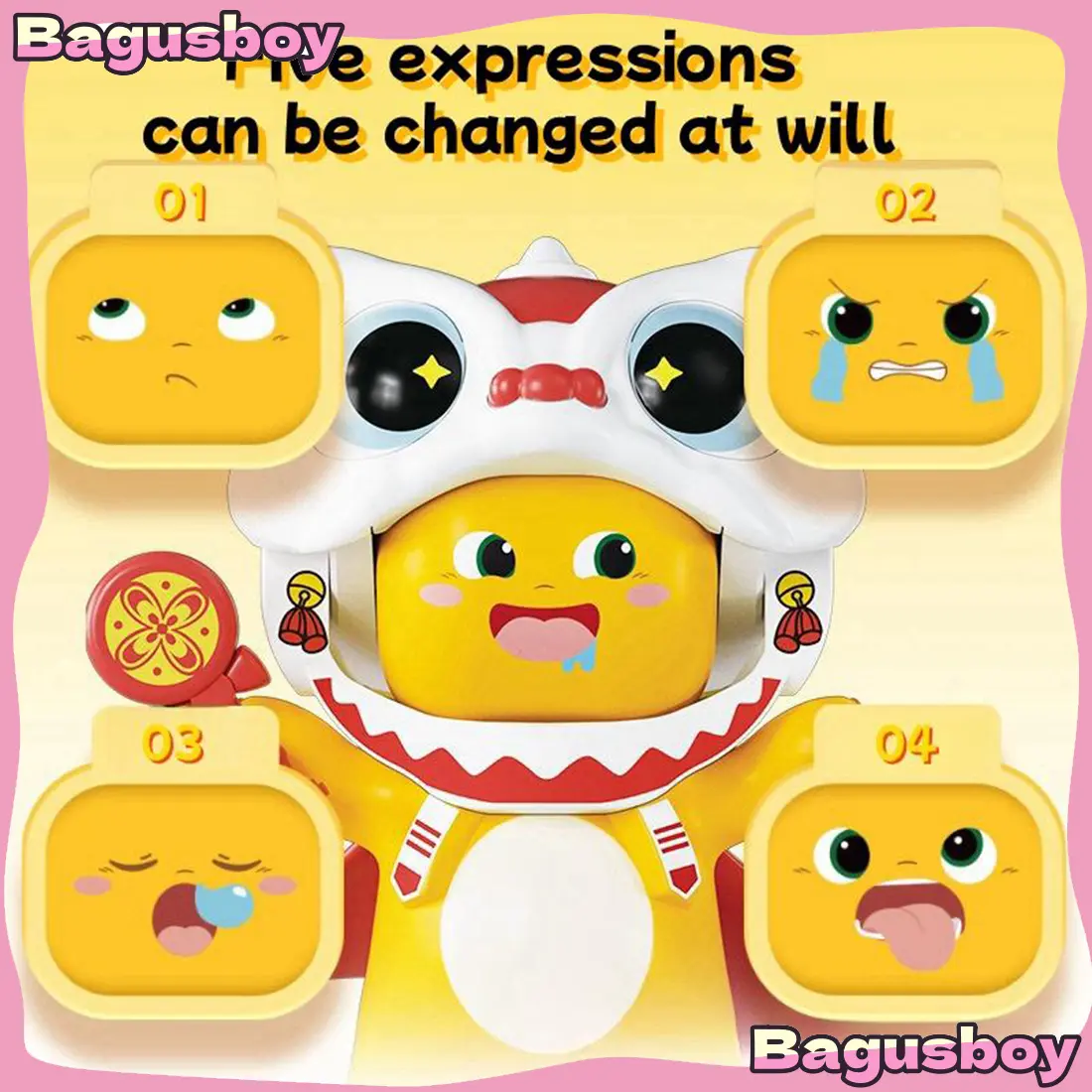 [5 Ekspresi Wajah] Squishy Nailong Barongsai Nailong Mainan Berubah Wajah KeyChain Ganti Face Lucu Dekompresi mainan anak Dengan Toys Plastik