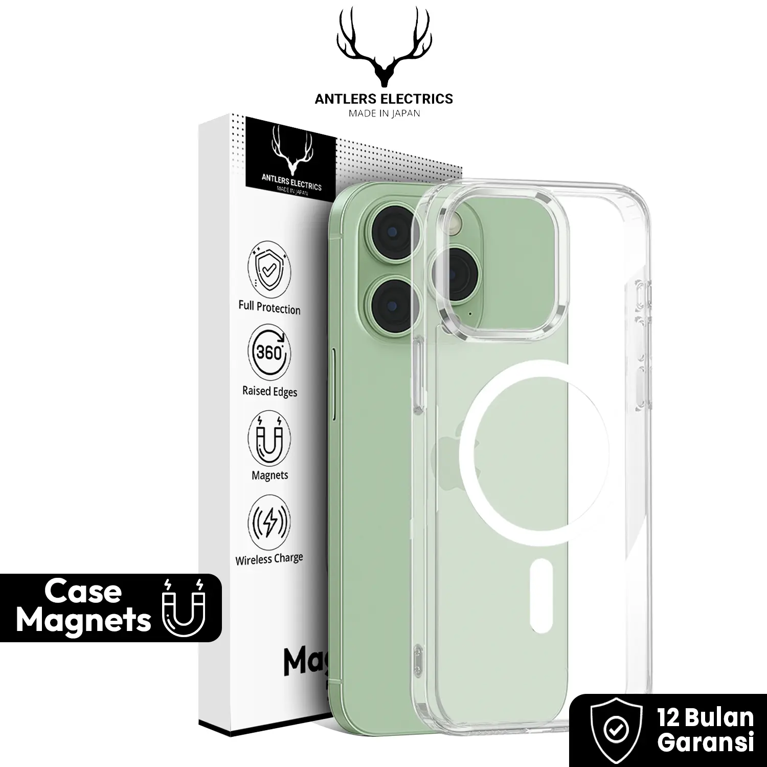 Antlers Electrics Magnetic Case Magsafe Untuk Iphone 13 mini Casing Iphone Anti Crack Anti Kuning For Iphone Magnetic Wireless Charging Case Anti Menguning 16 15 14 12 11 PRO MAX X XS XR X