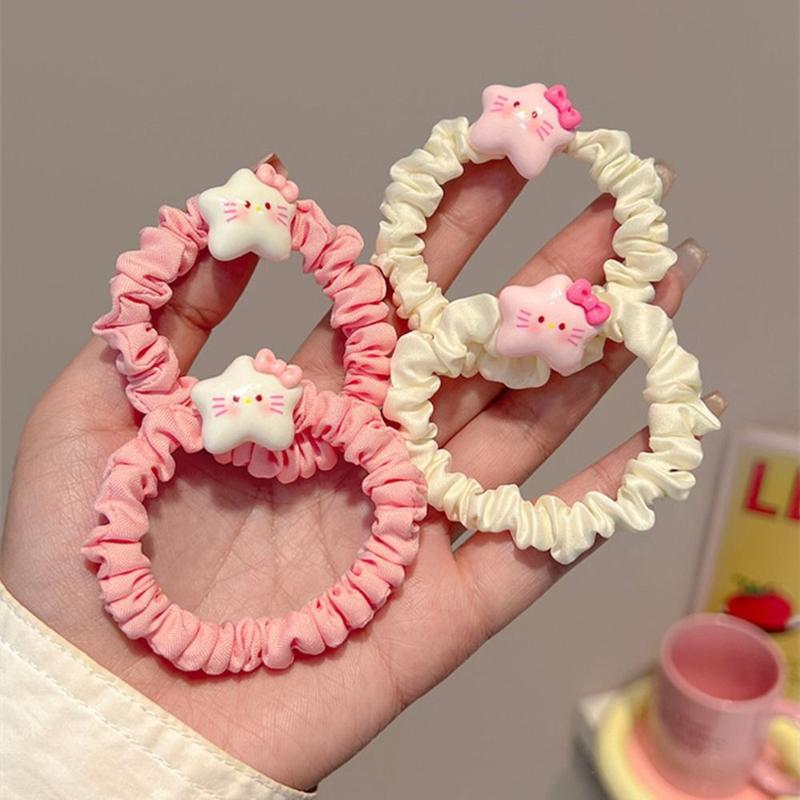 New Cheese Heart Wrinkle Hair Band Candy Color High Elastic Bow Headband Little Fresh No Harm Sweet Hair Rope Children Headdress 7