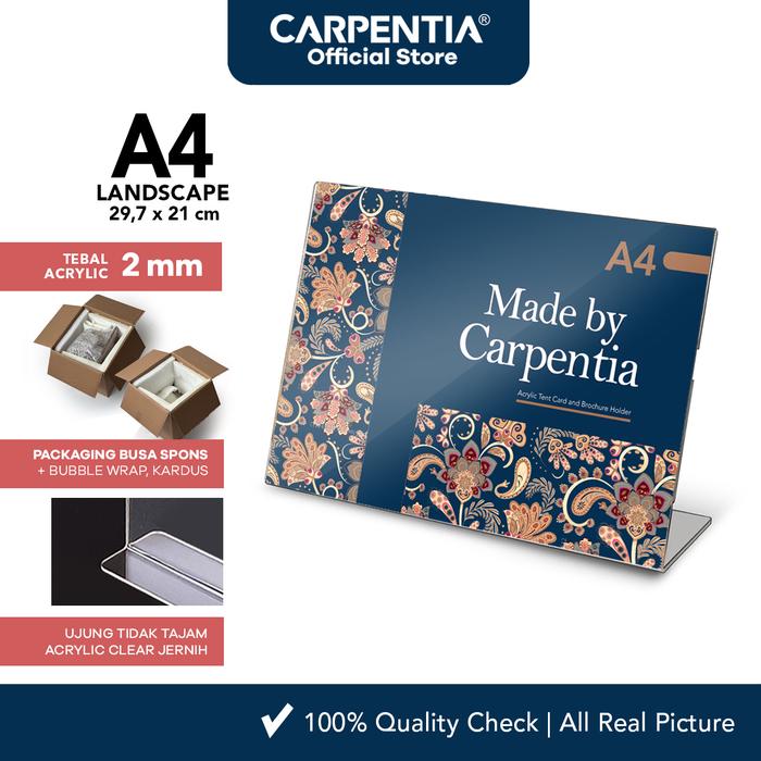 Gambar Carpentia | Acrylic Standing Tipe L - A4 Horizontal 29,7x21cm - Tent Card Display Akrilik dari Carpentia Indonesia Kota Tangerang Selatan Tokopedia