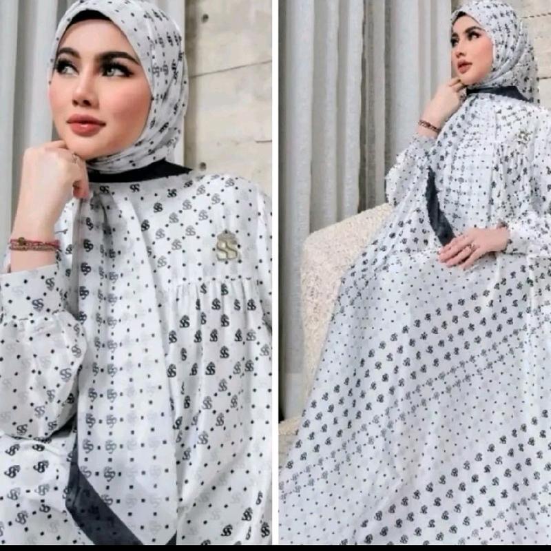 SHELLASAUKIA DRESS RAYA Cut Meyriska Bisa COD Gamis Swiss Set Hijab shellasaukia ORi Muslim Wanita 2
