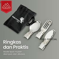 Gambar Sendok Garpu Pisau Lipat Set Alat Makan Portable Cutlery Travel Camping Spoon Fork Knife Set With Pouch dari Toso Mart Kota Administrasi Jakarta Pusat 3 Tokopedia