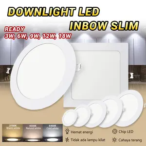 Lampu Downlight LED Panel Tipis Bulat Inbow 3W 6W 9W 12W 15W 18W PUTIH