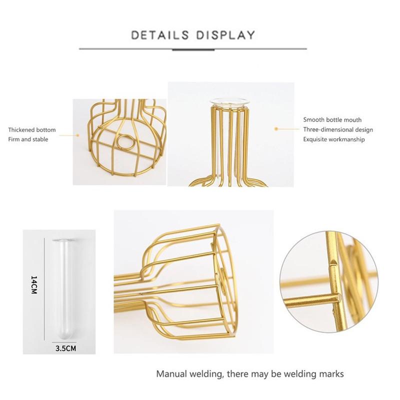 Product Introduction of Nordic Golden Iron Vase with Hydroponic Glass for Ornaments Artificial Flower dried flowers Decor 22
