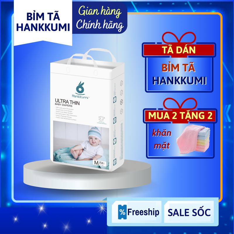  Bỉm Tã Dán Hankkumi Đủ Size S62 M54 L50 Cho bé Trẻ Sơ Sinh 