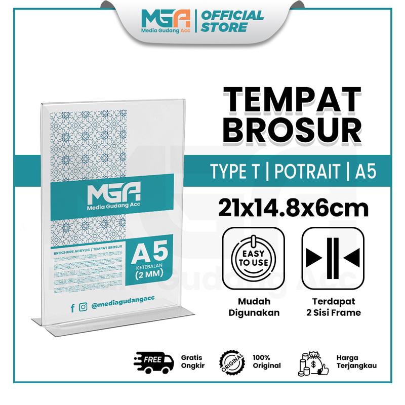 Product Introduction of Tempat Brosur A5 Potrait 2 Sisi Akrilik 2mm - Tent Holder / Tent Card Stand Display - Desk 1