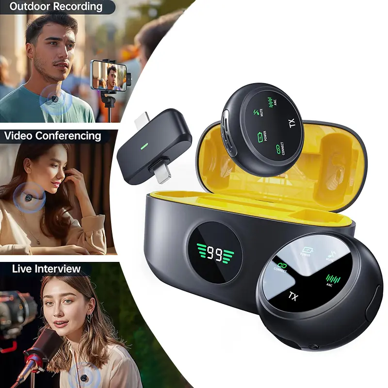 K31 Wireless Lavalier Microphone for iPhone/Android/Camera/PC/Laptop with Type-c/IOS Receiver,Noise Cancellation For Video Recording,Streaming