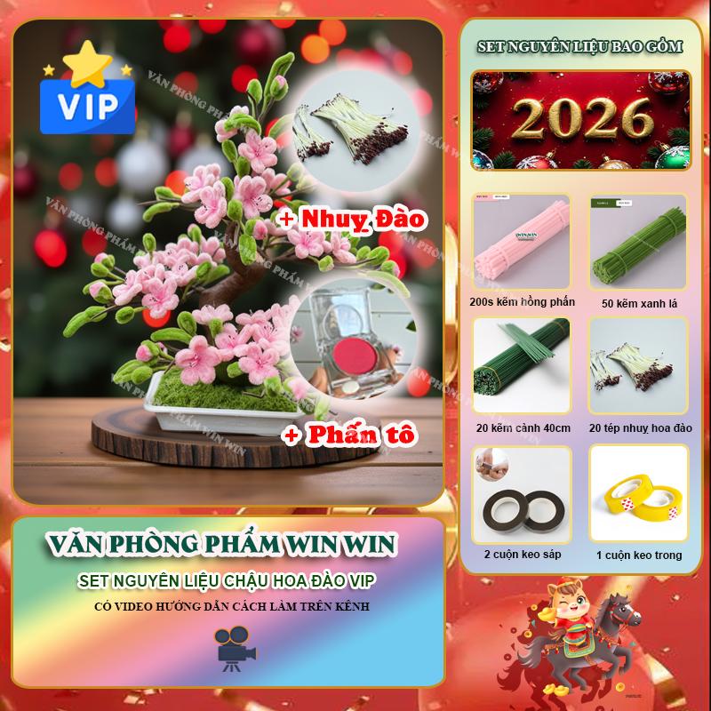  Set Nguyên Liệu Kẽm Nhung Làm Chậu Hoa Đào Hoa Mai Decor Trang trí Tết 