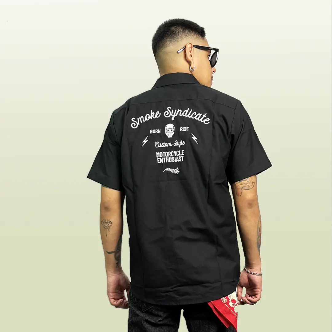 Basic Kata SMOKE Workshirt Kemeja 'BALL' Hitam Abu Tua Army Kain nyaman casual ...