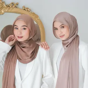 HIJABQA - Rayya Silk Pashmina Cradenza Garis Satin Kerudung