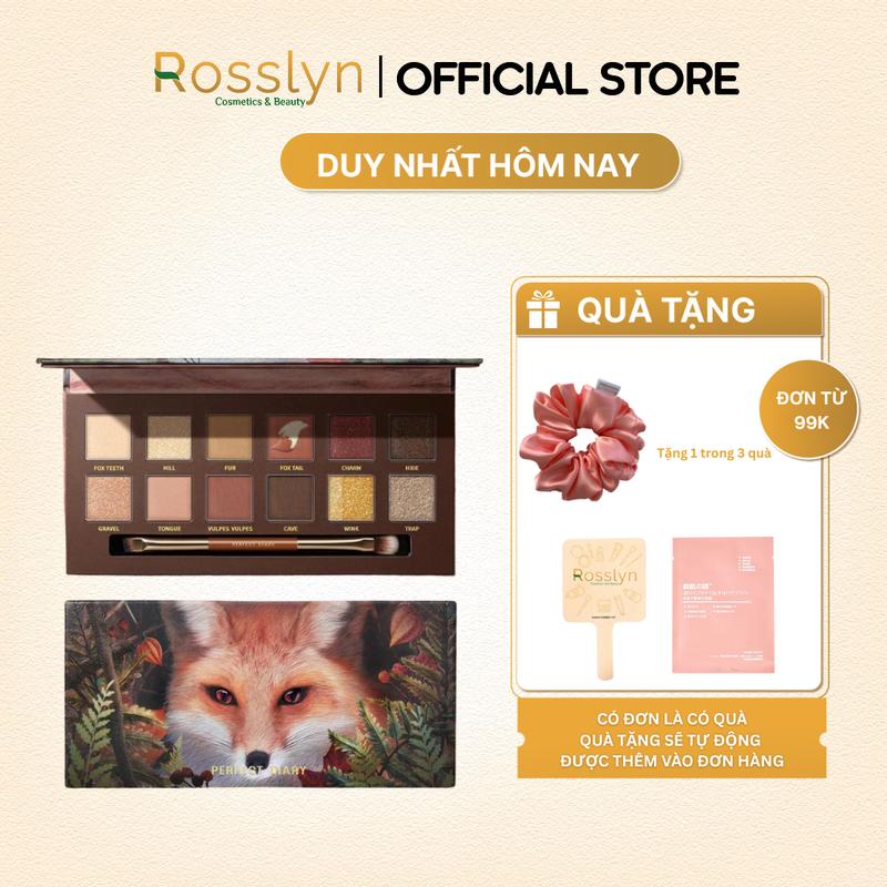 Bảng Phấn Mắt PERFECT DIARY 12 Màu Sắc Tông Lì Và Ánh Nhũ Lấp Lánh Kèm Cọ Trang Điểm Cao Cấp 14g