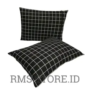 RMS STORE.ID Sarung Bantal Kotak Hitam Estetic Bahan Polymicro Grad A Ukuran 60x45 Harga Per An Estetik