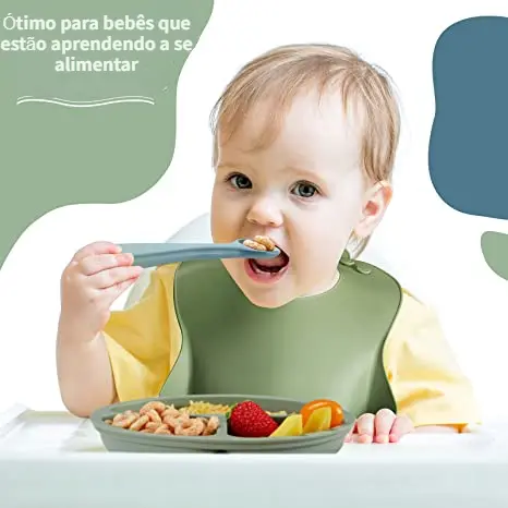 Alat makan bayi set 5/6/8pcs anak-anak Peralatan makan silikon peralatan makan mpasi bayi set Sendok sup anak-anak Mangkuk Bayi Biru Merah Bowl Garpu Piring 5