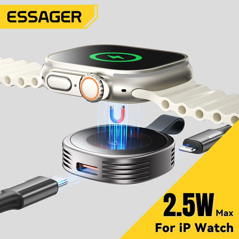 Magnetic wireless charger, Essager, for IP Watch Series 9/8/7/6/5/4/3/SE,…