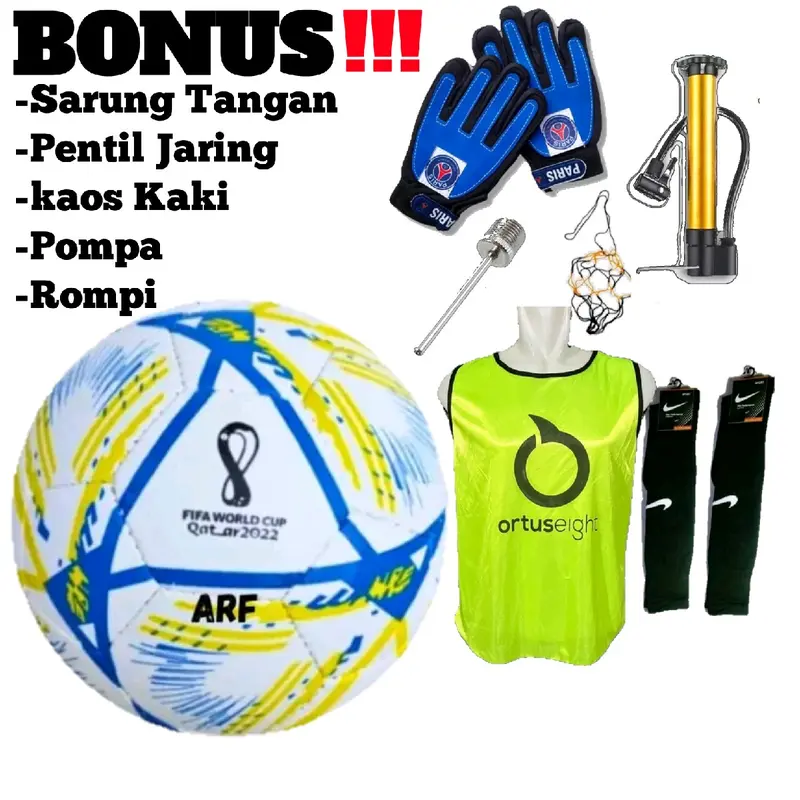 Bola Sepak Berkualitas Super untuk Anak-Anak Size 5 dengan Bonus Sarung, Jaring, dan Pompa - Outdoor 0