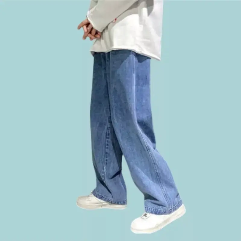 ￼Celana Baggy Jeans Korean Style - Celana Gombrong Jeans Pria - Oversize Baggy Loose Jeans Skena Pria Denim Stretch Santai Basic Nyaman 5
